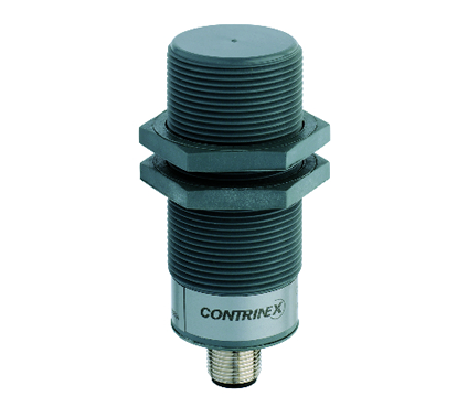 Sensores capacitivos plÃ¡sticos M30, faceados, alcance 10mm, c/ conector M12